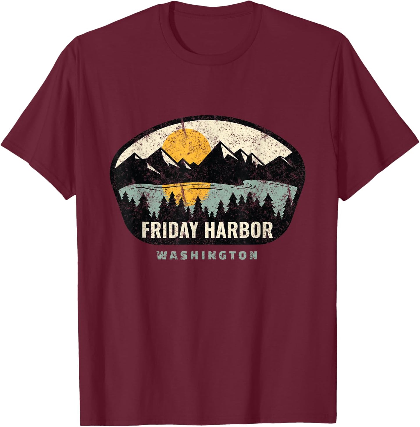 Friday Harbor Washington, Outdoors, San Juan Vacation Gifts T-Shirt - T-Shirt | Maroon