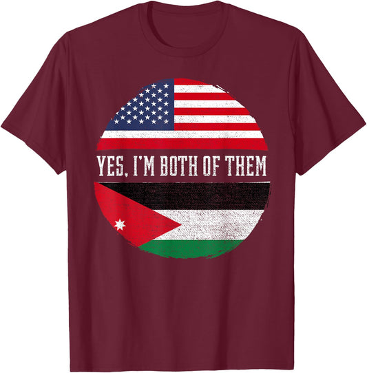 Half American Half Jordanian USA Flag Jordan Heritage DNA Kids Men T-Shirt - T-Shirt | Maroon