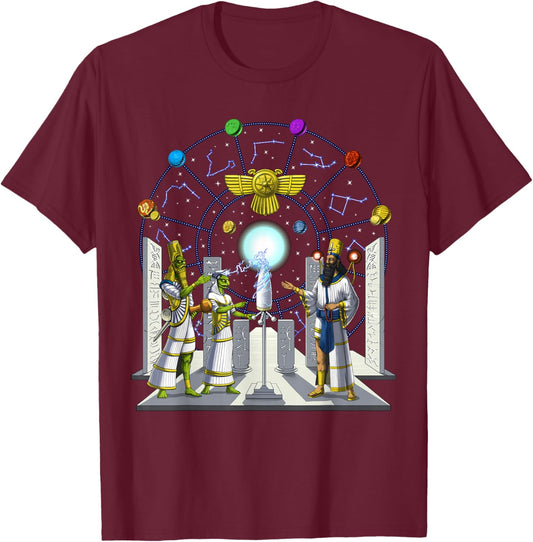 Anunnaki Aliens Sumerian Mesopotamian Babylonian Gods T-Shirt - T-Shirt | Maroon