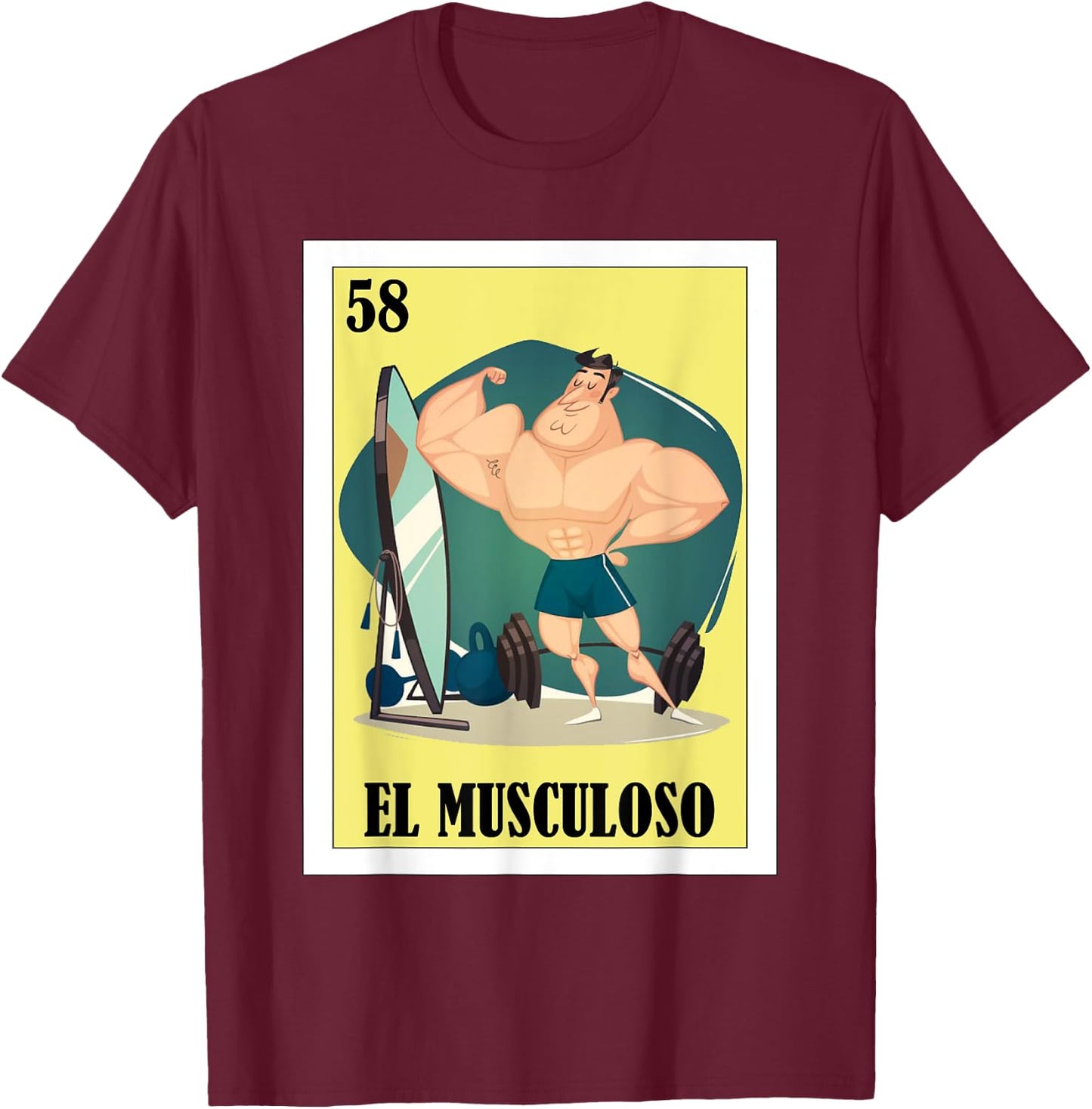 Funny Mexican Design for Fit Guys - El Musculoso T-Shirt - T-Shirt | Maroon