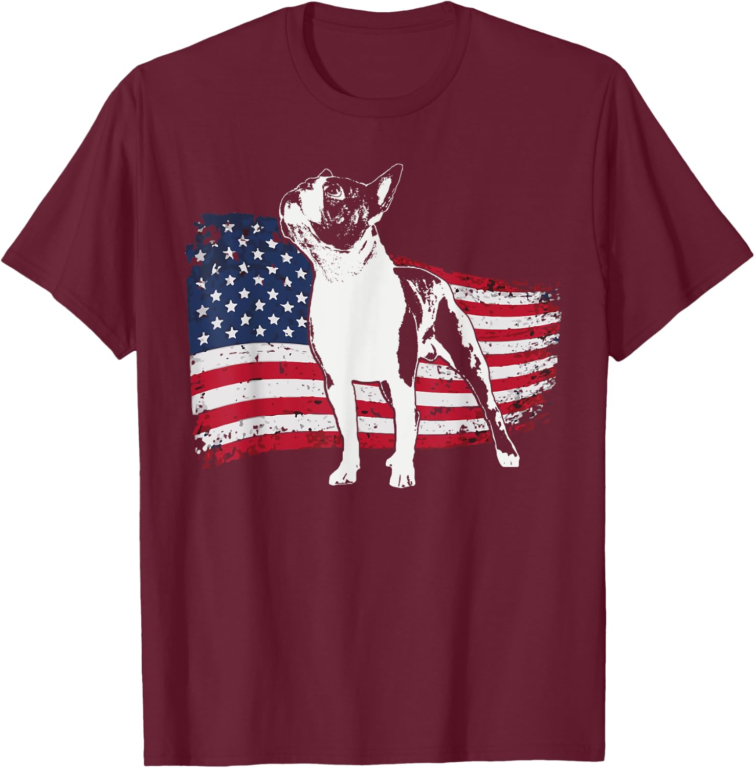 Boston Terrier Boston-Bulldog Women Kids Men T-Shirt - T-Shirt | Maroon