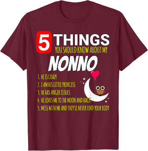 Nonno Proud funny 5 Things you should know about my Grandpa T-Shirt - T-Shirt | Maroon