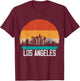 Los Angeles USA Retro Vintage Sunset Skyline Los Angeles T-Shirt - T-Shirt | Maroon