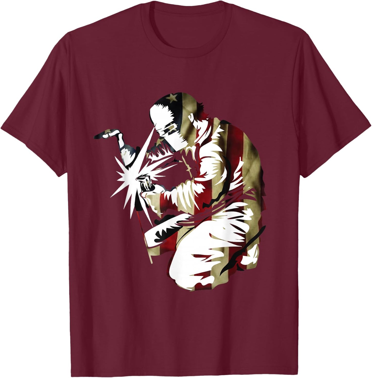 Patriotic American Welder with US Men Welding T-Shirt - T-Shirt | Maroon