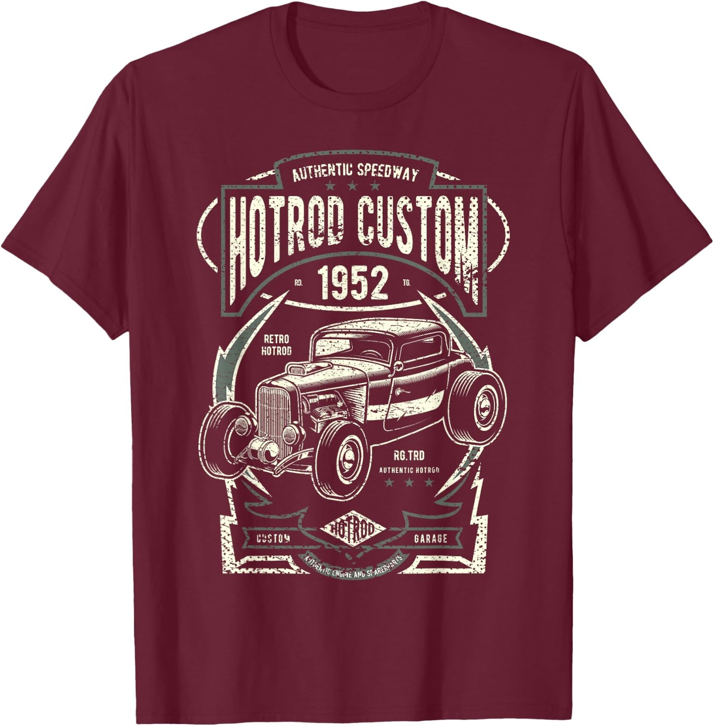 Vintage Hot Rod Custom Men Classic Car T-Shirt - T-Shirt | Maroon