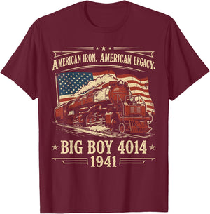 Big Boy Train 4014 Shirt , American Iron Locomotive T-Shirt - T-Shirt | Maroon