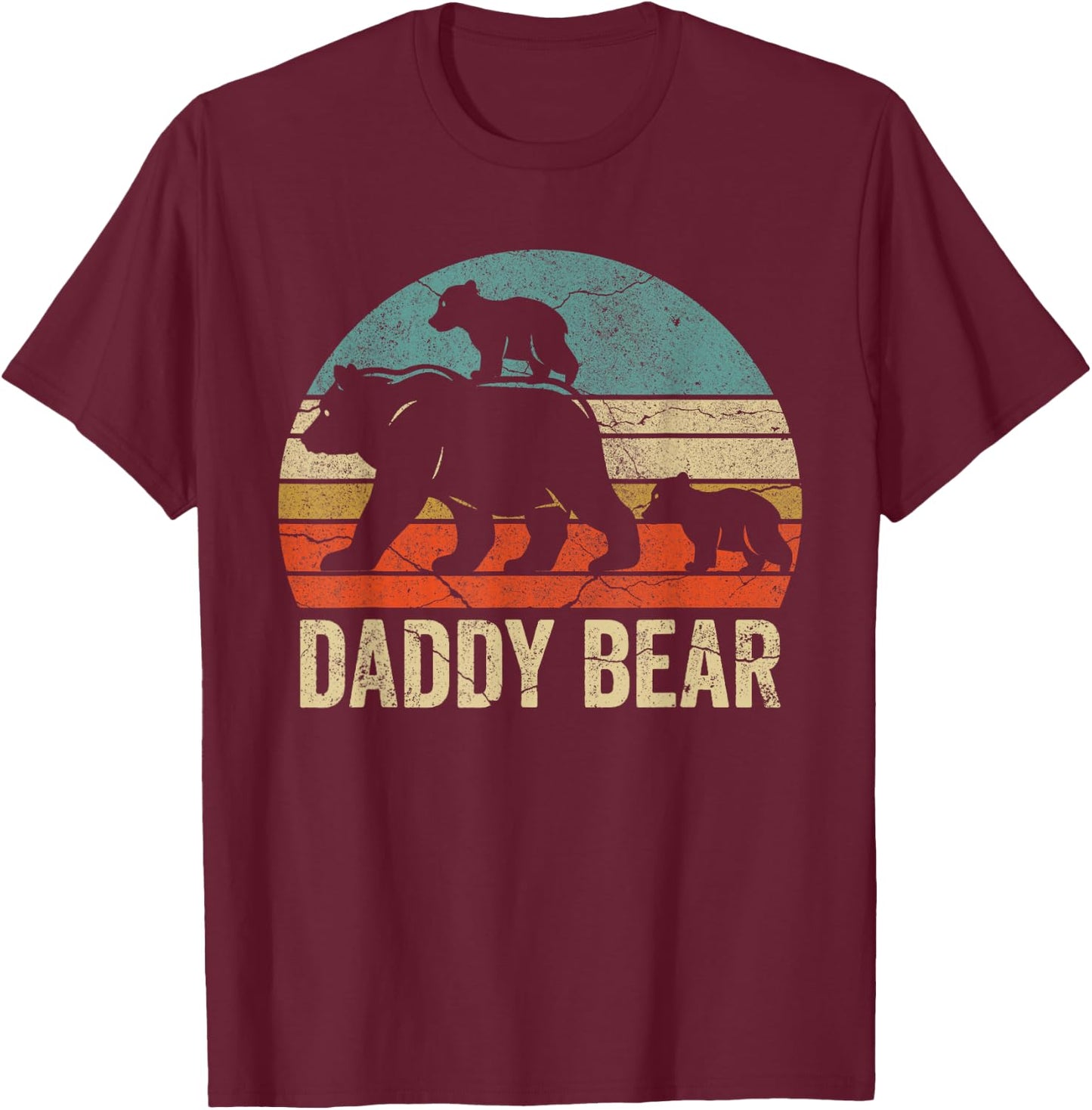 Daddy Bear 2 Cubs Shirt Daddy Bear Twins Dad 2 Kids T-Shirt - T-Shirt | Maroon