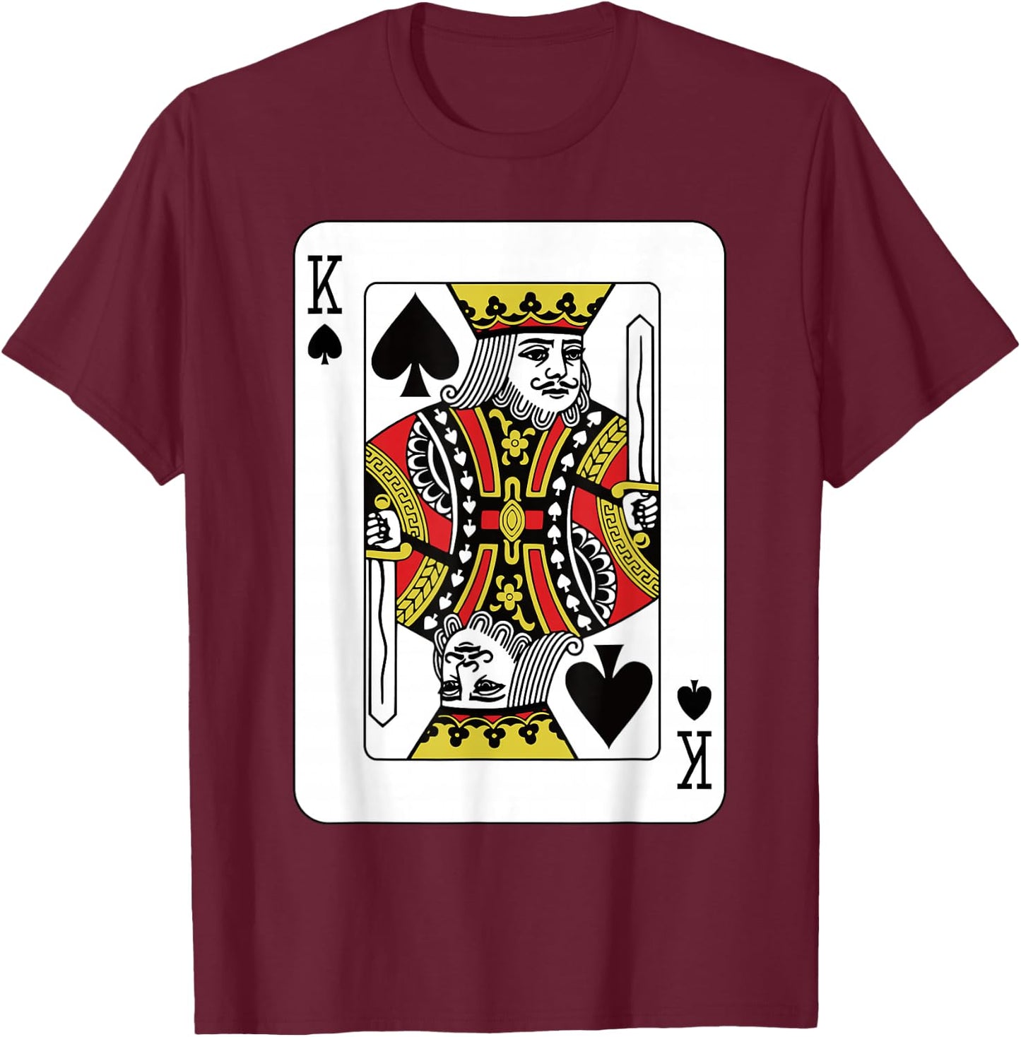 Spades King Playing Card Poker T-Shirt - T-Shirt | Maroon
