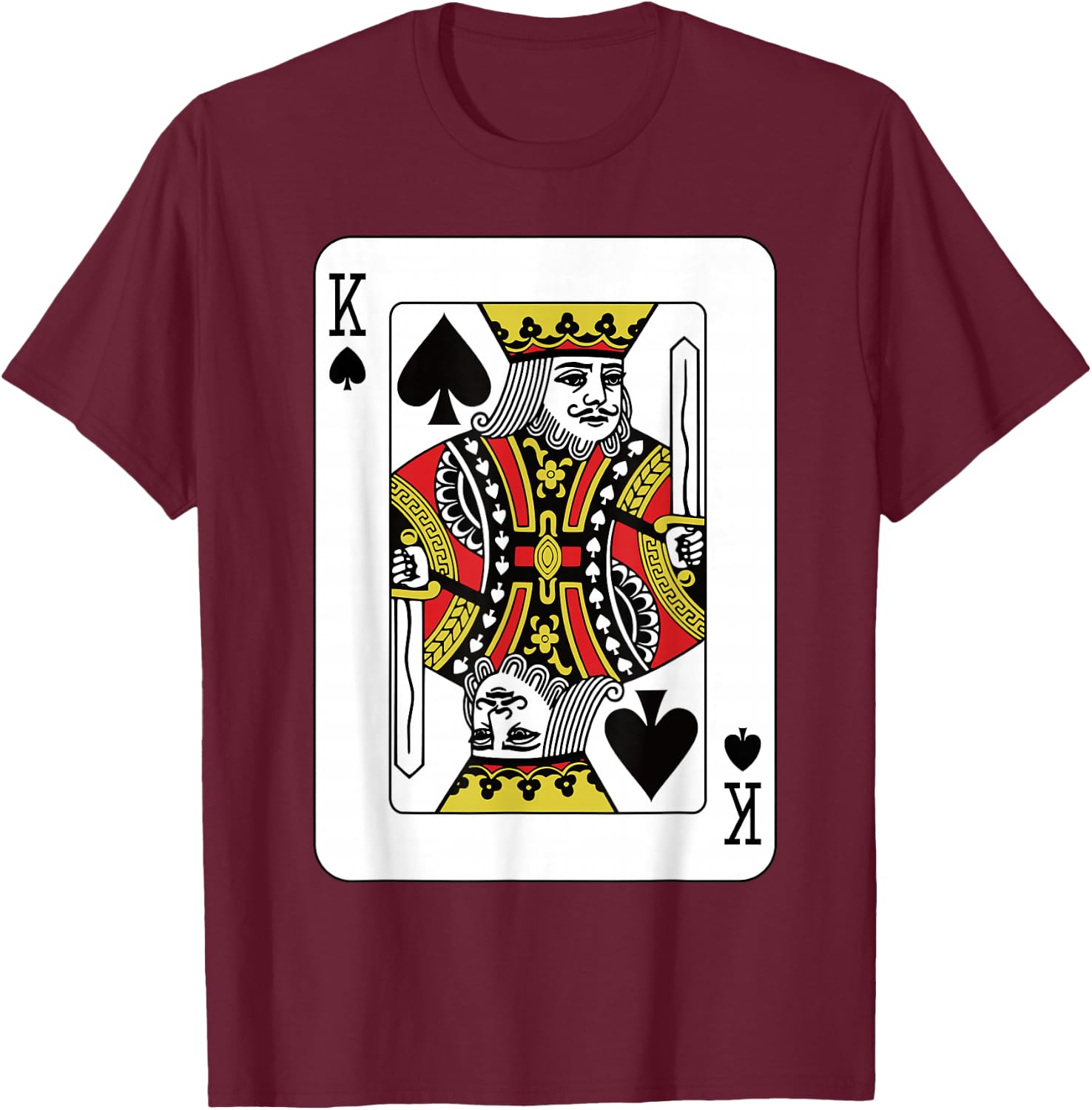 Spades King Playing Card Poker T-Shirt - T-Shirt | Maroon