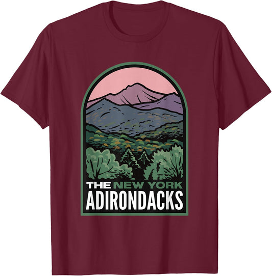 The Adirondacks Upstate New York Mountains T-Shirt - T-Shirt | Maroon