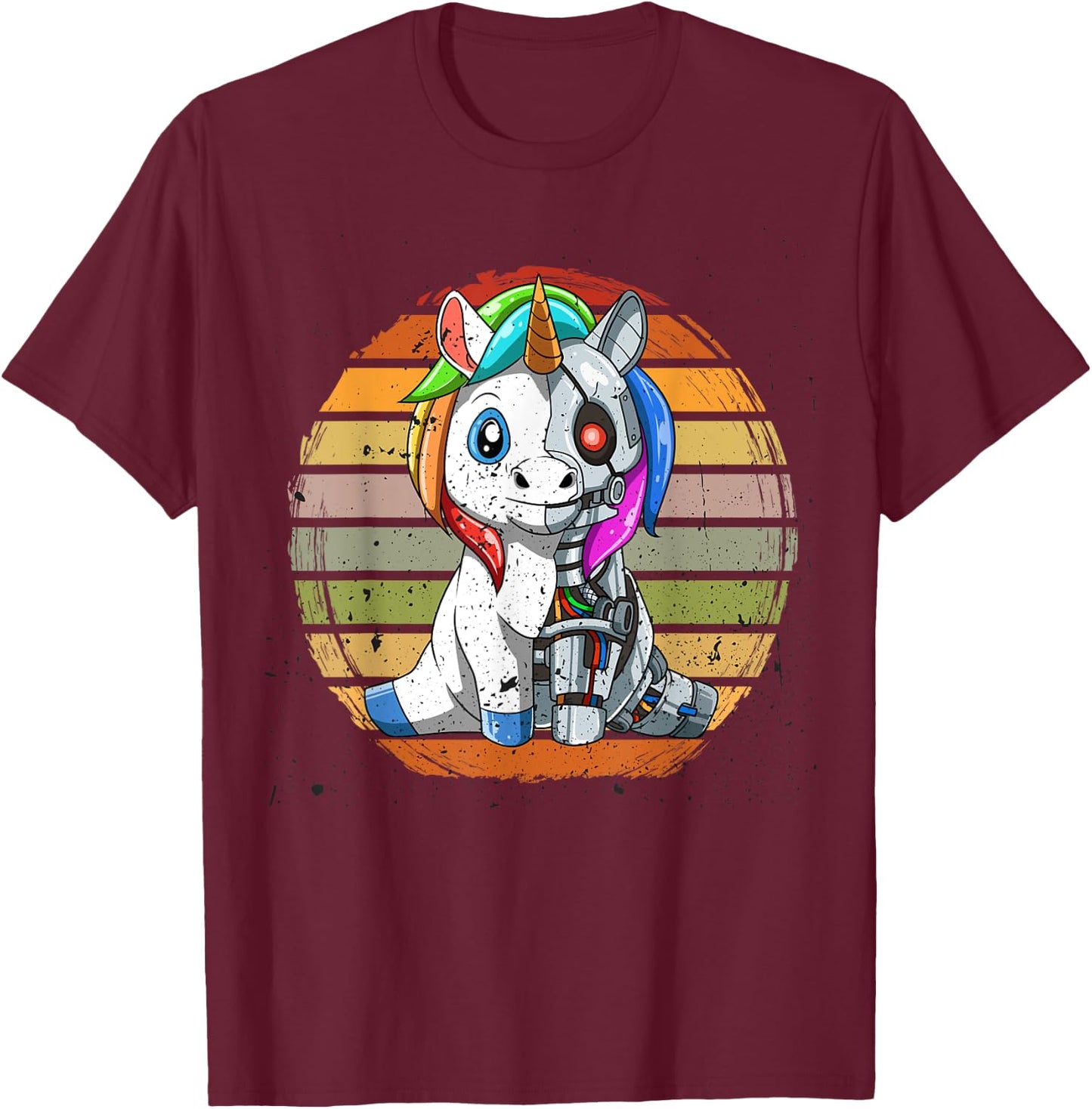 Grunge Unicorn Robot Robotic Cuddle Cyborg T-Shirt - T-Shirt | Maroon