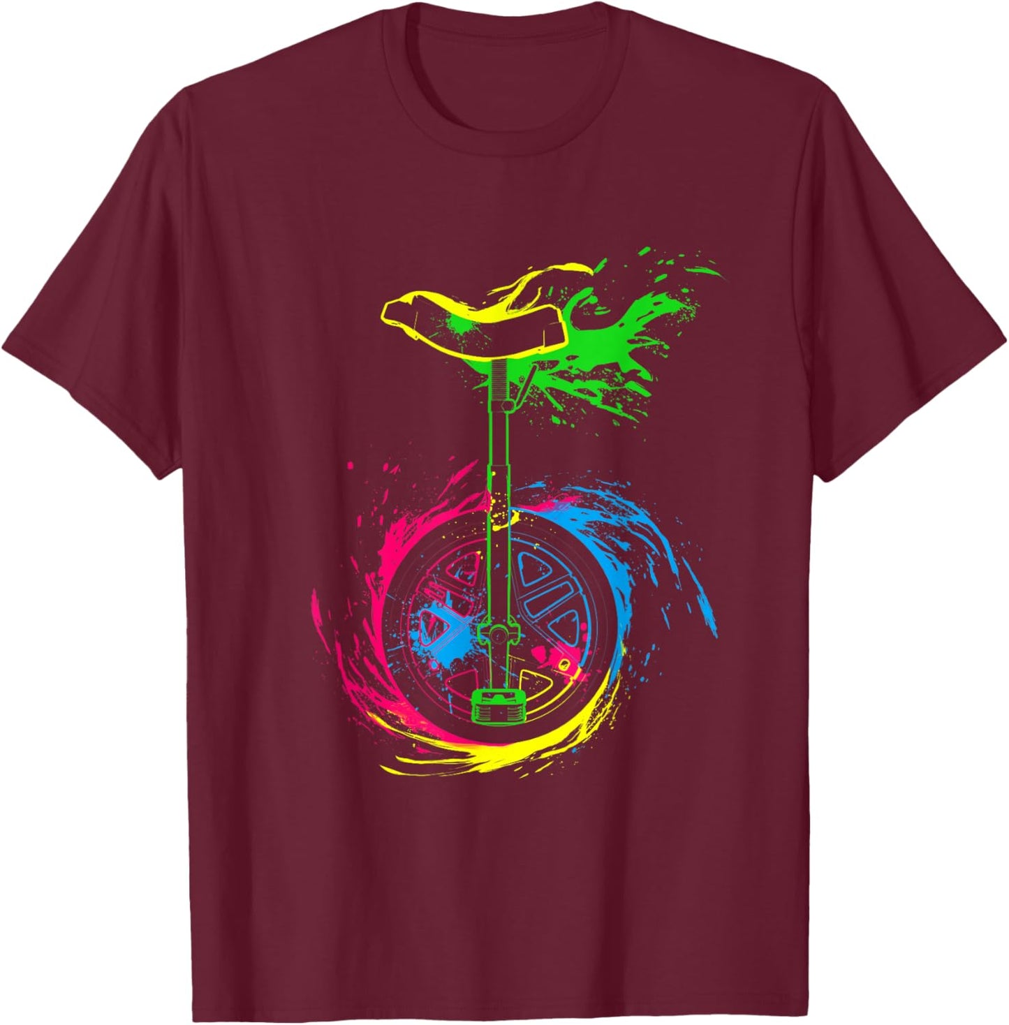 Splash Unicycle T-Shirt - T-Shirt | Maroon