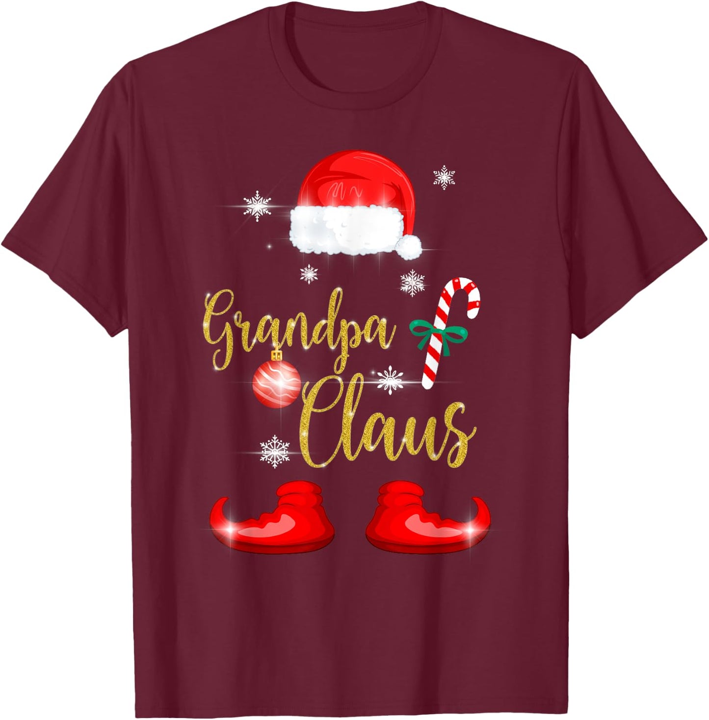 Grandpa Santa Claus Funny Family Christmas Pjs for Granddad T-Shirt - T-Shirt | Maroon