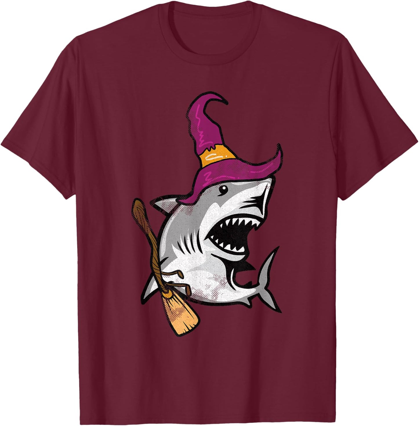 Shark Witch Lazy Halloween Costume Cute Sea Ocean Animal T-Shirt - T-Shirt | Maroon