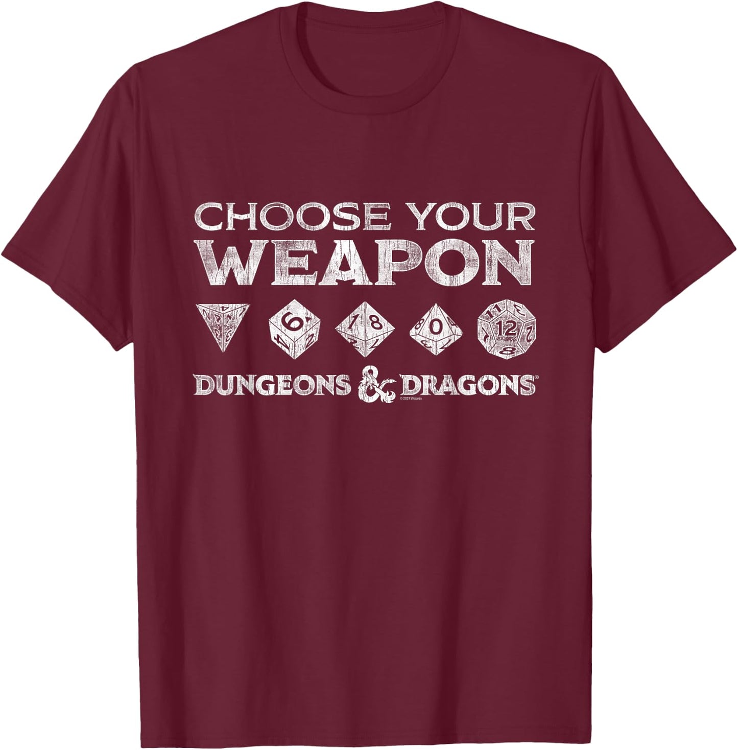Dungeons & Dragons Weapon of Choice T-Shirt - T-Shirt | Maroon