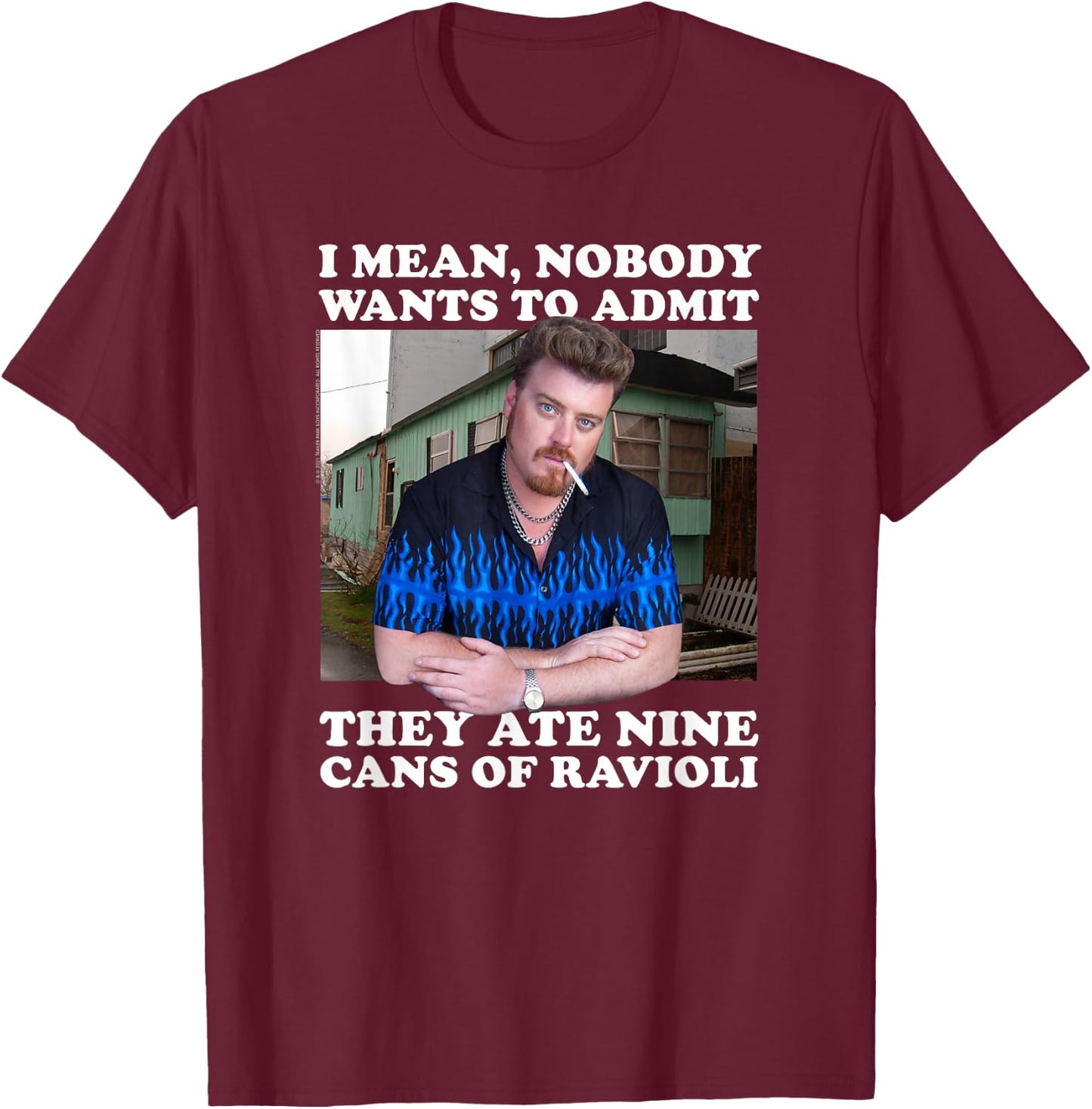 Ripple Junction x Trailer Park Boys Nine Cans of Ravioli T-Shirt - T-Shirt | Maroon