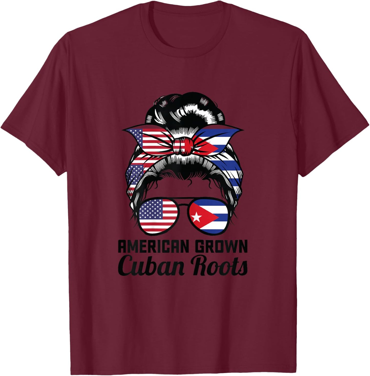 American Grown Cuban Roots Cuba T-Shirt - T-Shirt | Maroon