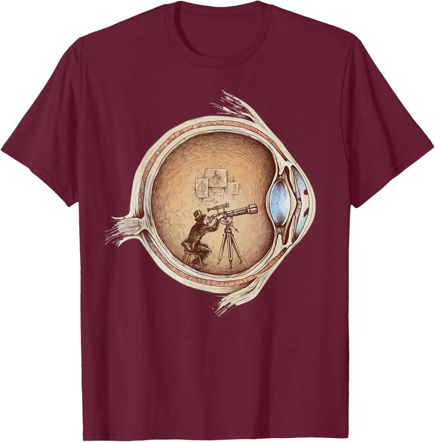 The Human Eye Eyeball Vintage Art Anatomy T-Shirt - T-Shirt | Maroon