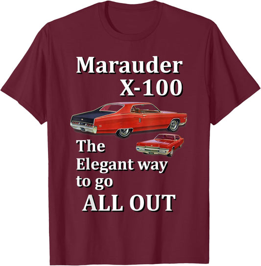 Mercury Marauader X100 Luxury High Performance Muscle Car T-Shirt - T-Shirt | Maroon