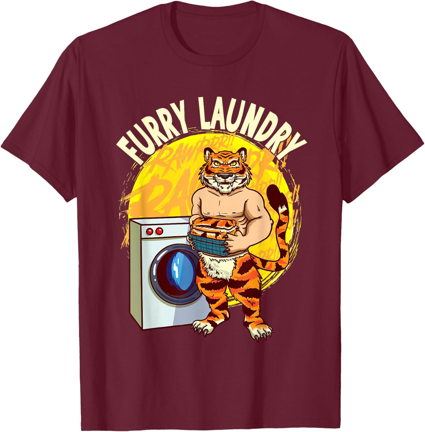 Furry Laundry Funny Design for Furries with Tiger Fursuit T-Shirt - T-Shirt | Maroon