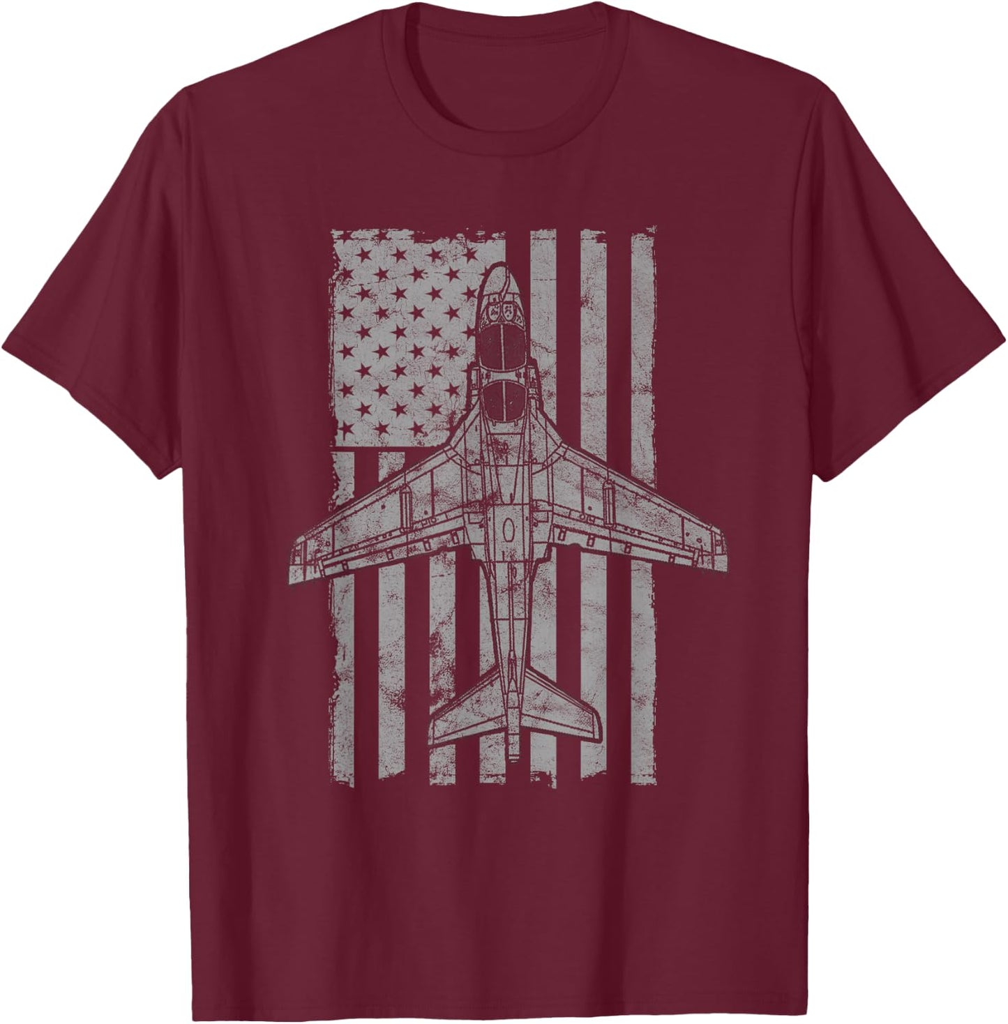 EA-6B Prowler Military Airplane Vintage Flag T-Shirt - T-Shirt | Maroon