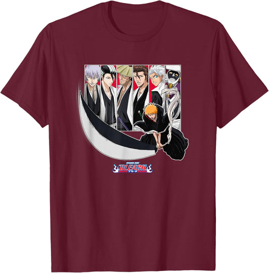 Bleach Ichigo Slash with Characters Anime T-Shirt - T-Shirt | Maroon