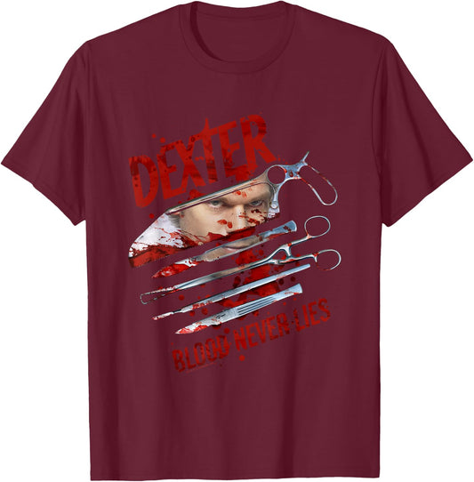 Dexter Blood Never Lies T-Shirt - T-Shirt | Maroon