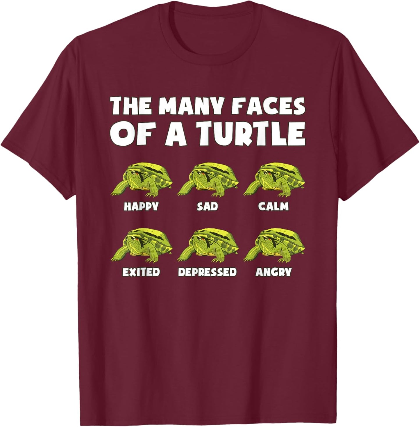 The Many Faces of a Turtle T-Shirt - T-Shirt | Maroon