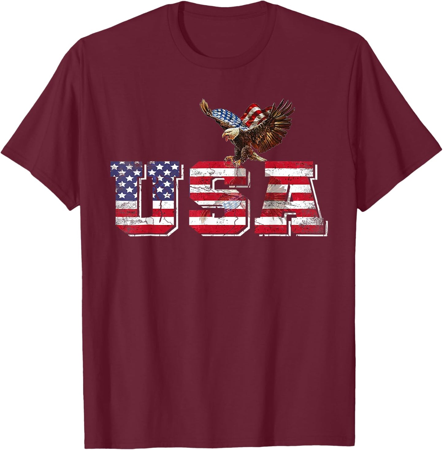 USA American Flag Patriotic 4th of July Eagle Women T-Shirt - T-Shirt | Maroon