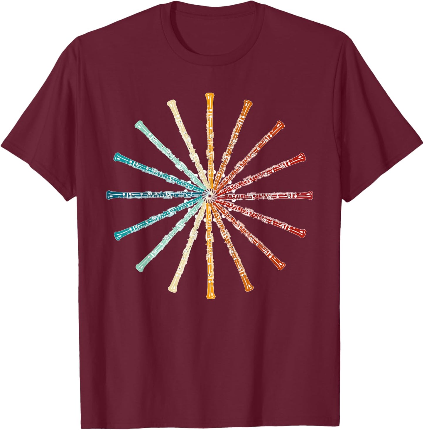 Irreverent Funny Oboe Retro Rainbow - Oboe Player Orchestra Band -Adults T-Shirt - T-Shirt | Maroon