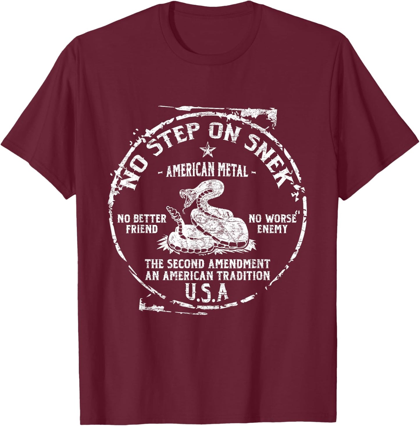 No Step On Snek - USA Patriotic Gift Women Kids Men T-Shirt - T-Shirt | Maroon