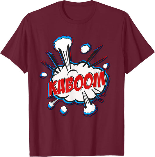 Kaboom Cartoon Comic Sound Effects T-Shirt - T-Shirt | Maroon