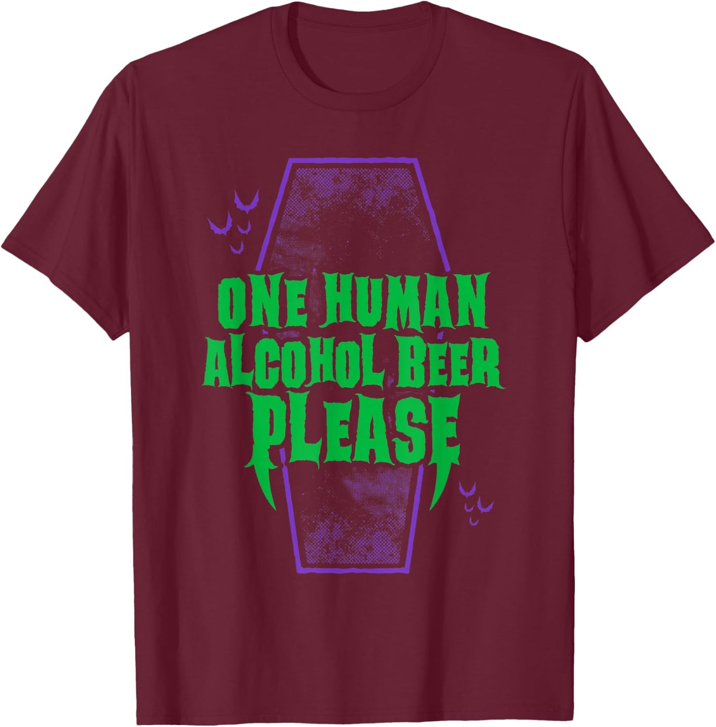 One Human Alcohol Beer - Funny Goth Vampire - Distressed T-Shirt - T-Shirt | Maroon