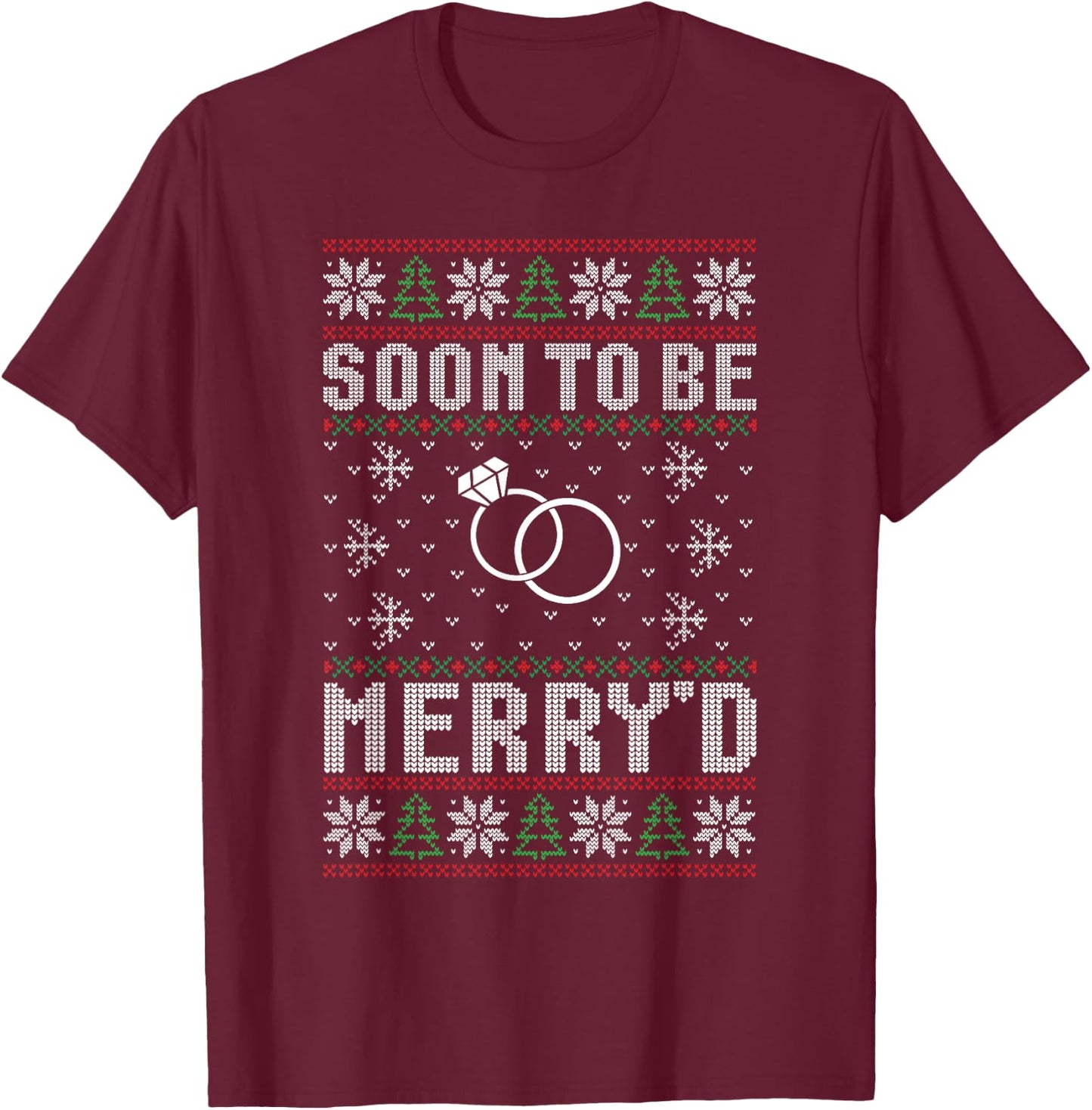 Soon to be Married Merry'd Christmas Bride Groom Couples T-Shirt - T-Shirt | Maroon
