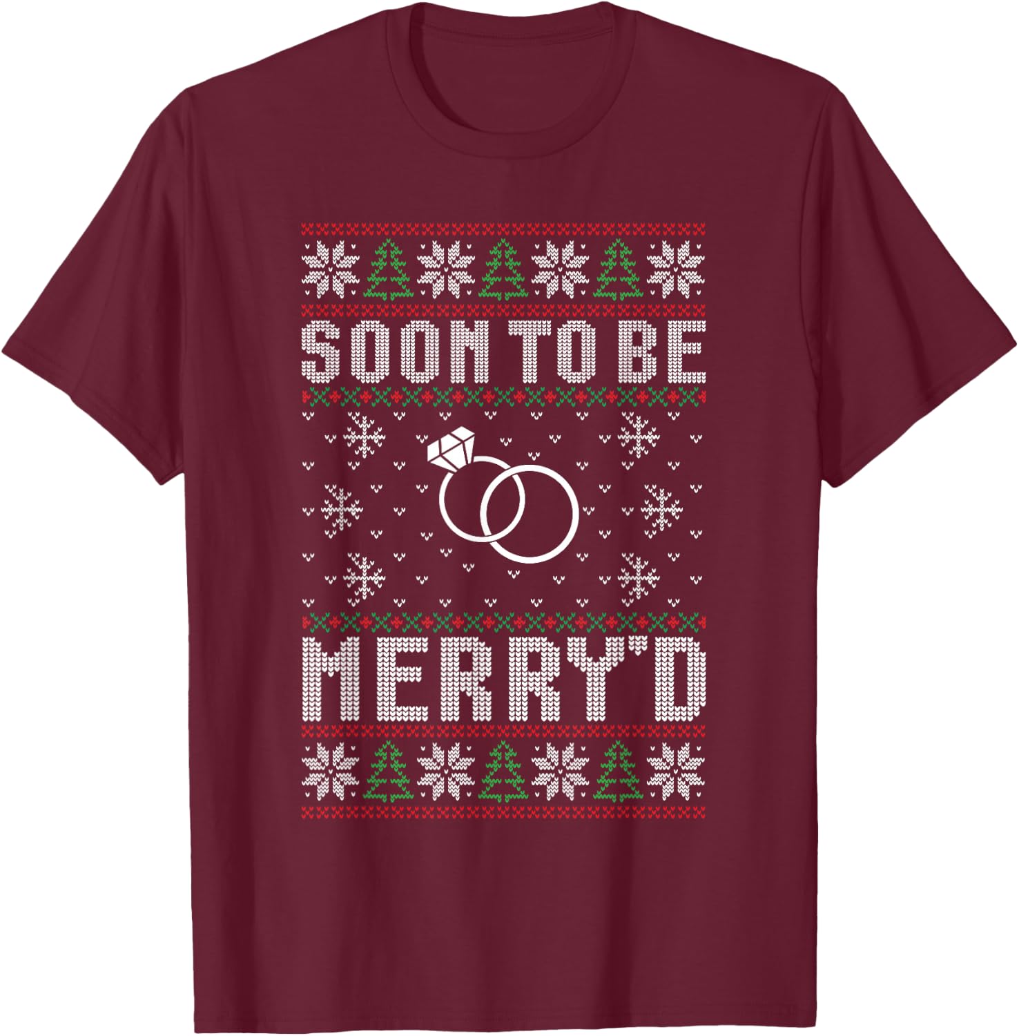 Soon to be Married Merry'd Christmas Bride Groom Couples T-Shirt - T-Shirt | Maroon