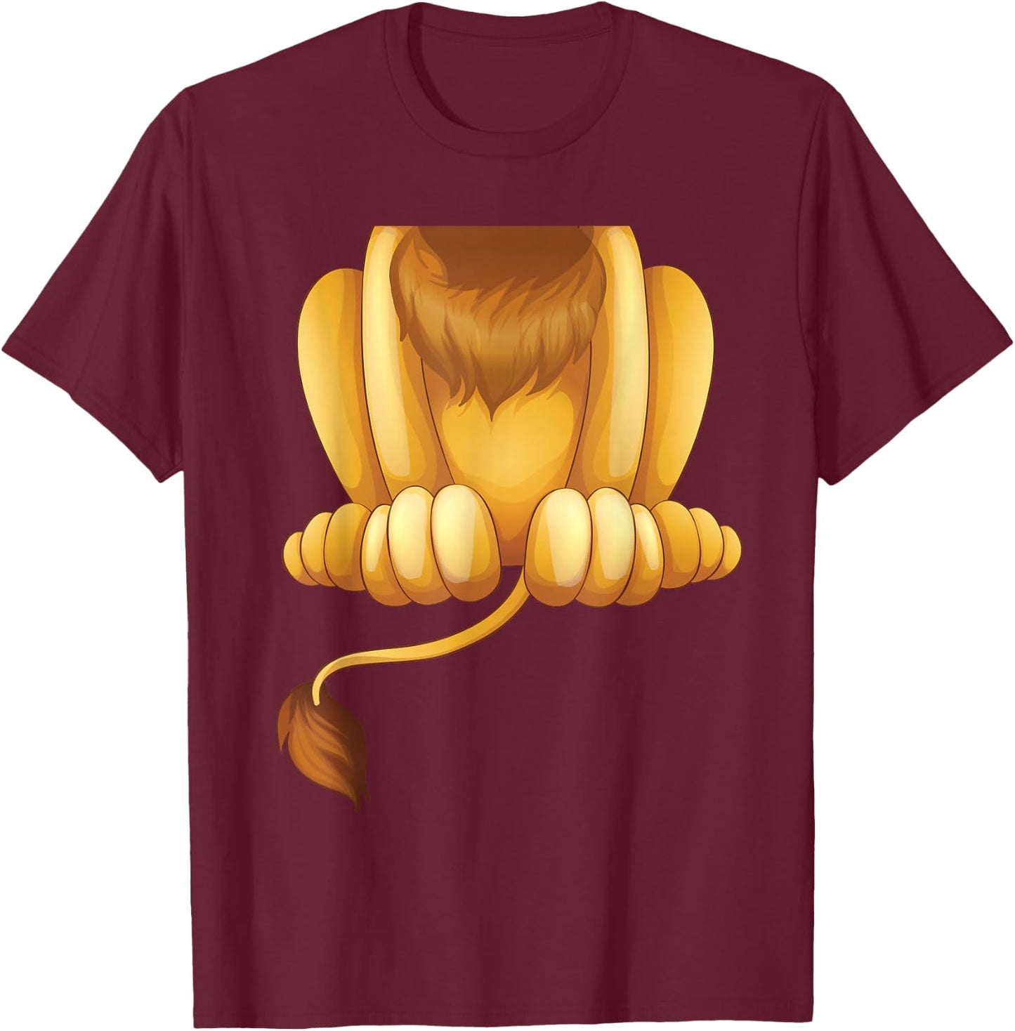Headless Lion Lazy DIY Halloween Costume Funny Animal Body T-Shirt - T-Shirt | Maroon
