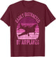 Easily Distracted By Airplanes Funny Pilot Aviation Women T-Shirt - T-Shirt | Maroon