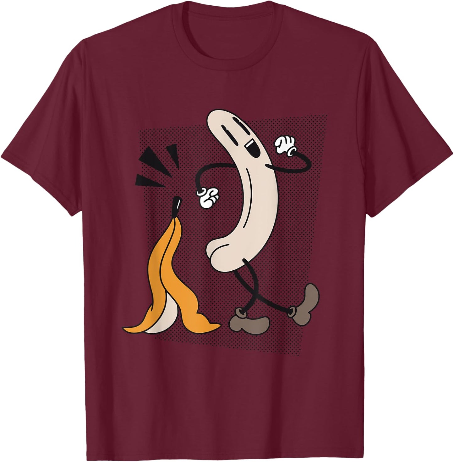 Banana Striptease Censored Naked Funny Adult T-Shirt - T-Shirt | Maroon