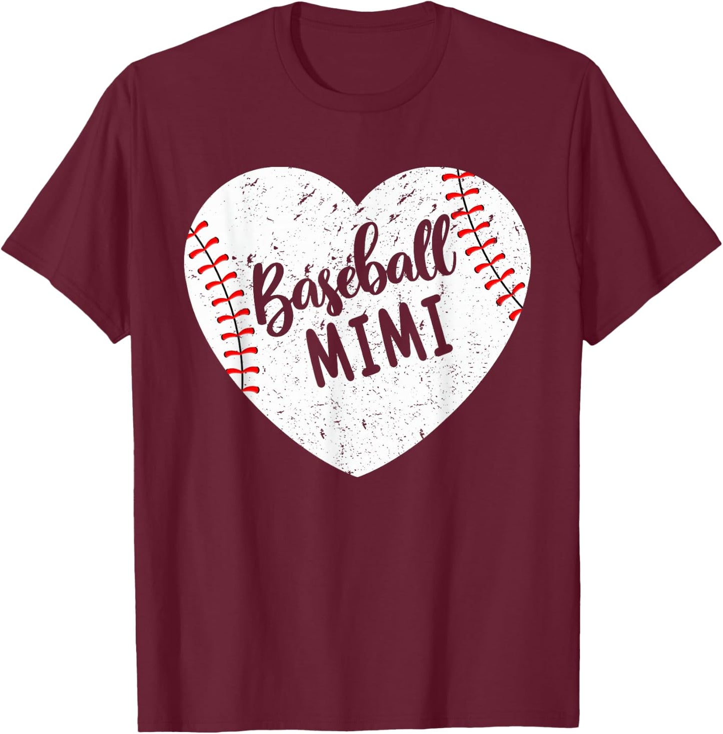 Baseball Mimi Retro Heart Baseball Grandma Mother's Day T-Shirt - T-Shirt | Maroon