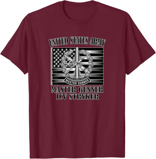 Master Gunner- ICV Stryker (Back Design) T-Shirt - T-Shirt | Maroon