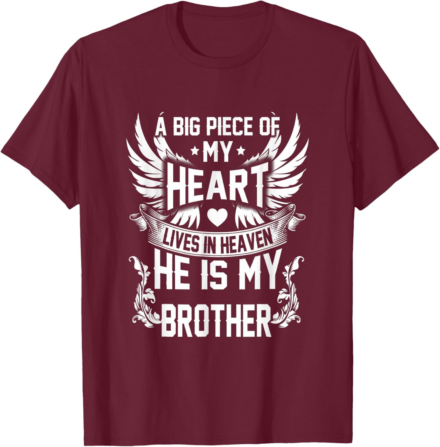 Brother My Angel Shirt in Memory of Brother in Heaven T-Shirt - T-Shirt | Maroon