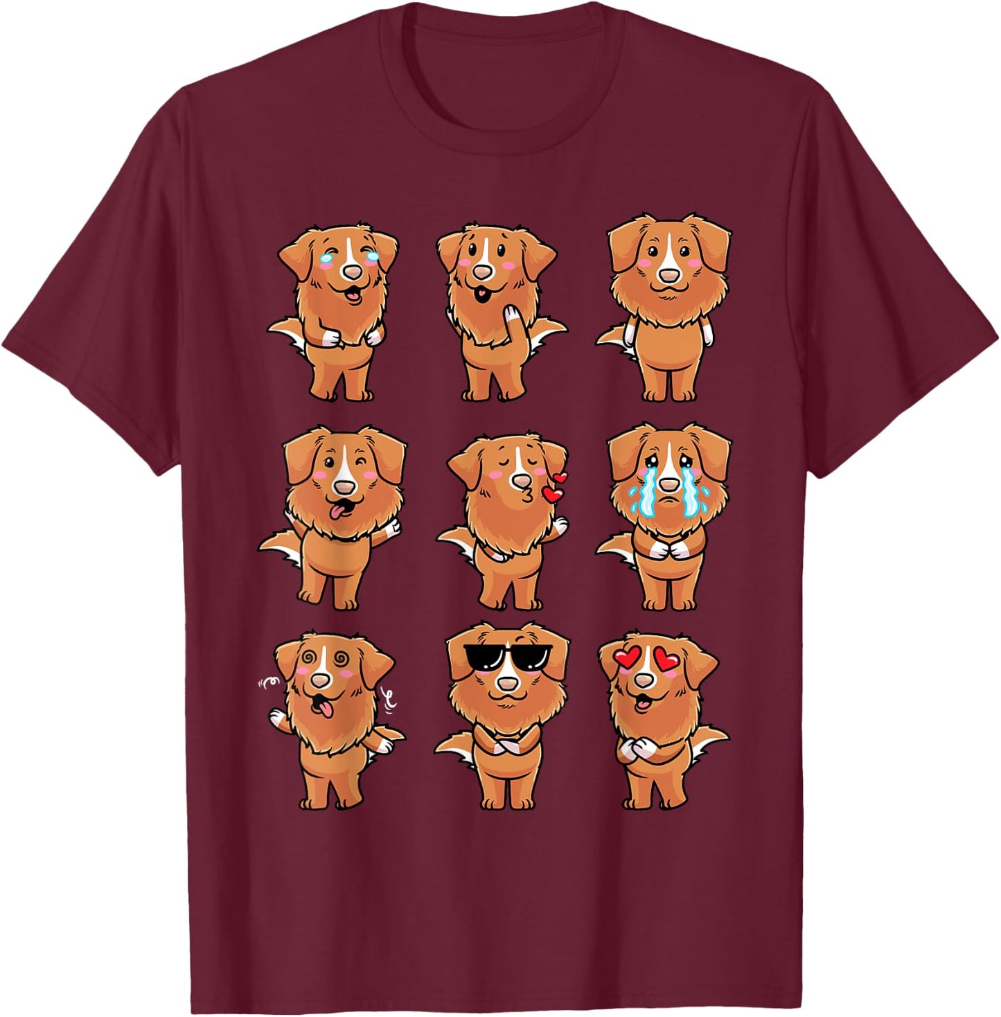 Thembtollermal Nova Scotia Duck Tolling Retriever Dog Emotions T-Shirt - T-Shirt | Maroon