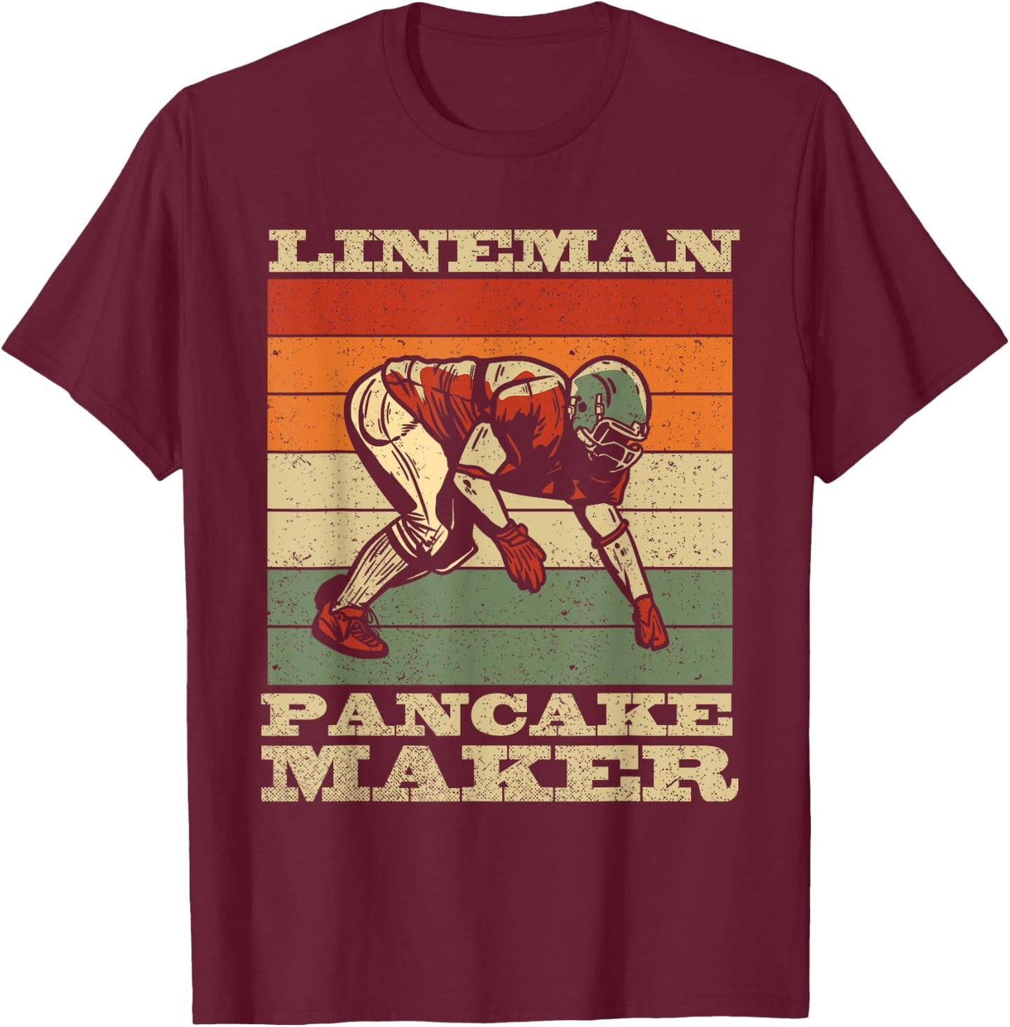 Lineman Pancake Maker - American Football Season Party T-Shirt - T-Shirt | Maroon