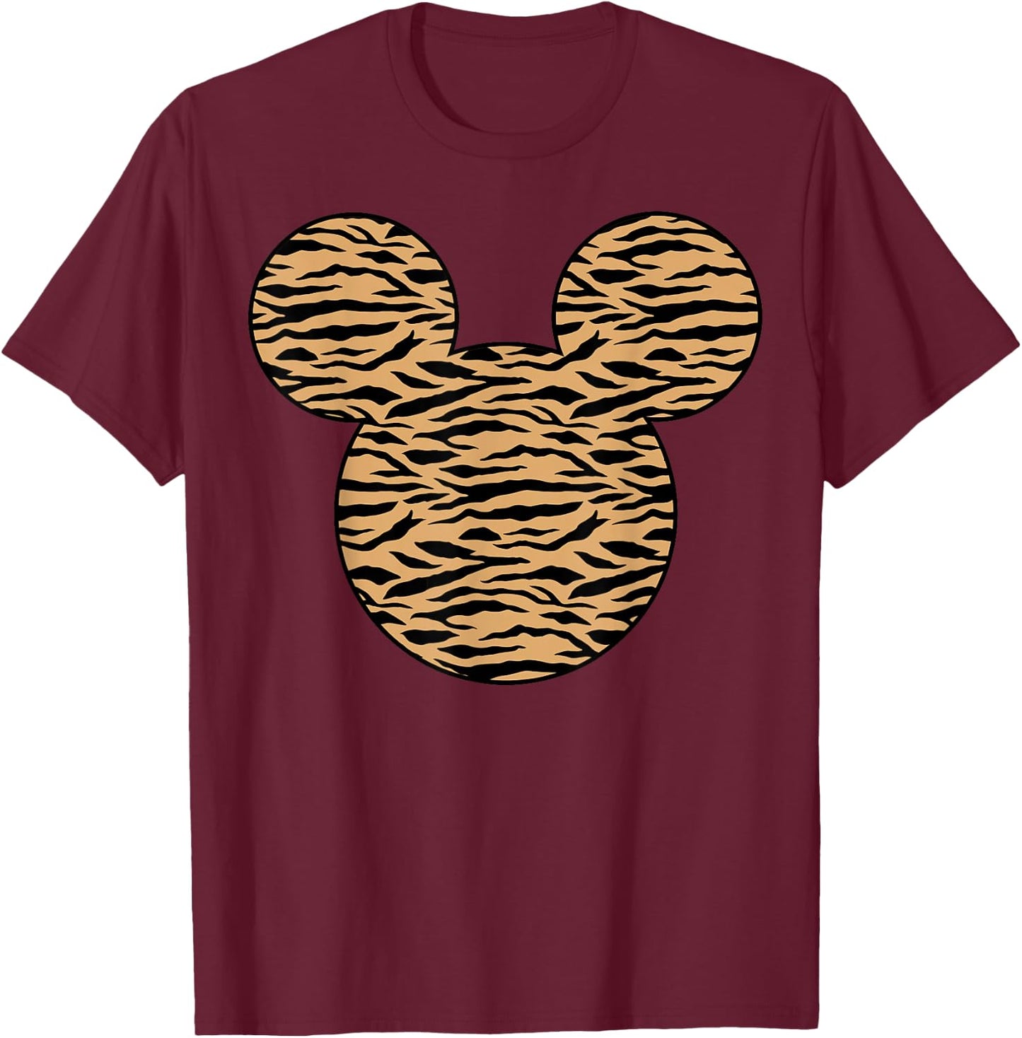Disney Mickey and Friends Mickey Tiger Print Fill Small T-Shirt - T-Shirt | Maroon