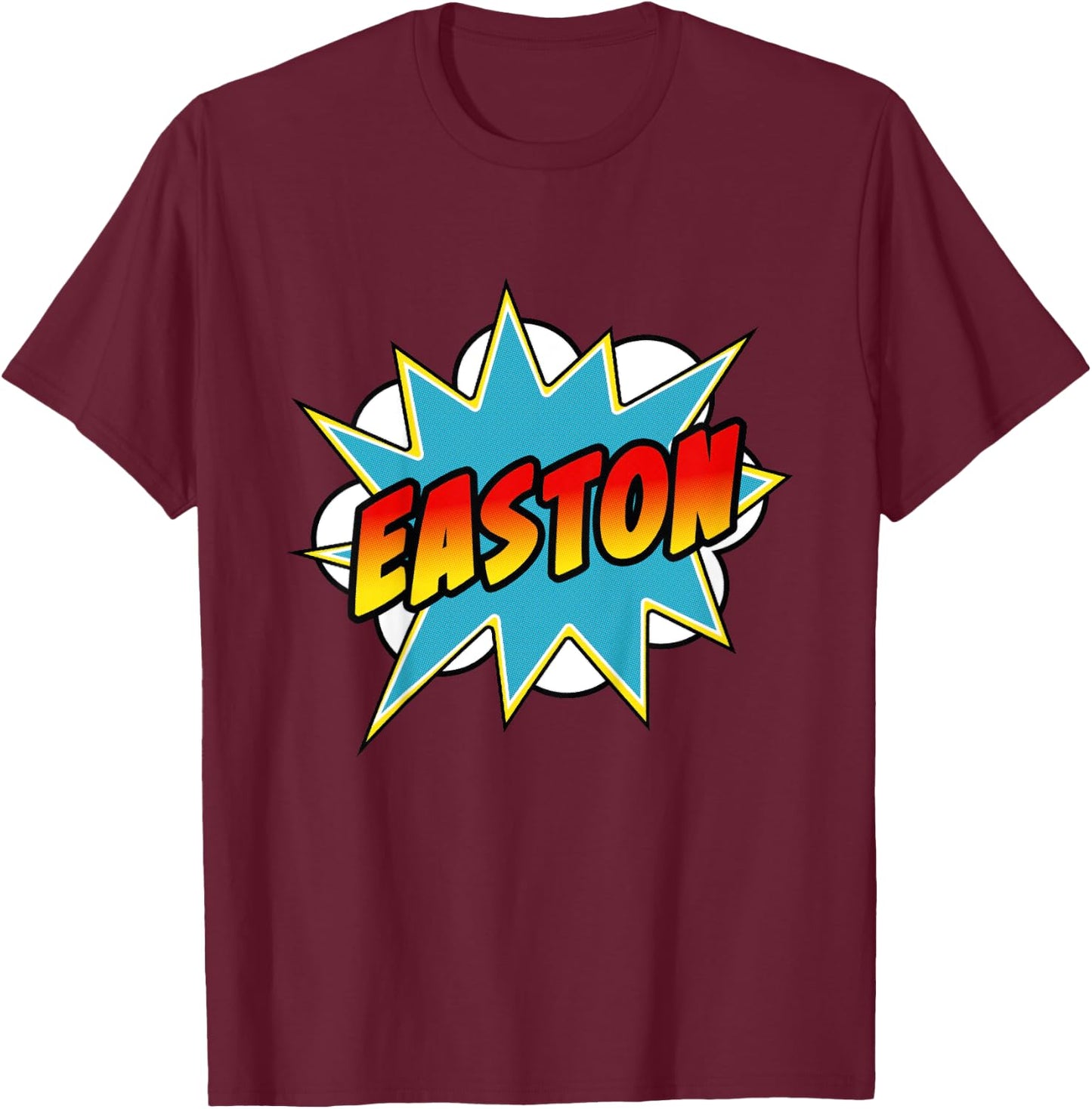 Kids Boys Easton Comic Book Superhero Name T-Shirt - T-Shirt | Maroon
