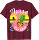 Nurse Off Duty Pineapple With Sunglasses Hawaiian Vacation T-Shirt - T-Shirt | Maroon