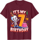 Kids Boo It's My 7th Birthday Halloween Skeleton 7 Years Old T-Shirt - T-Shirt | Maroon