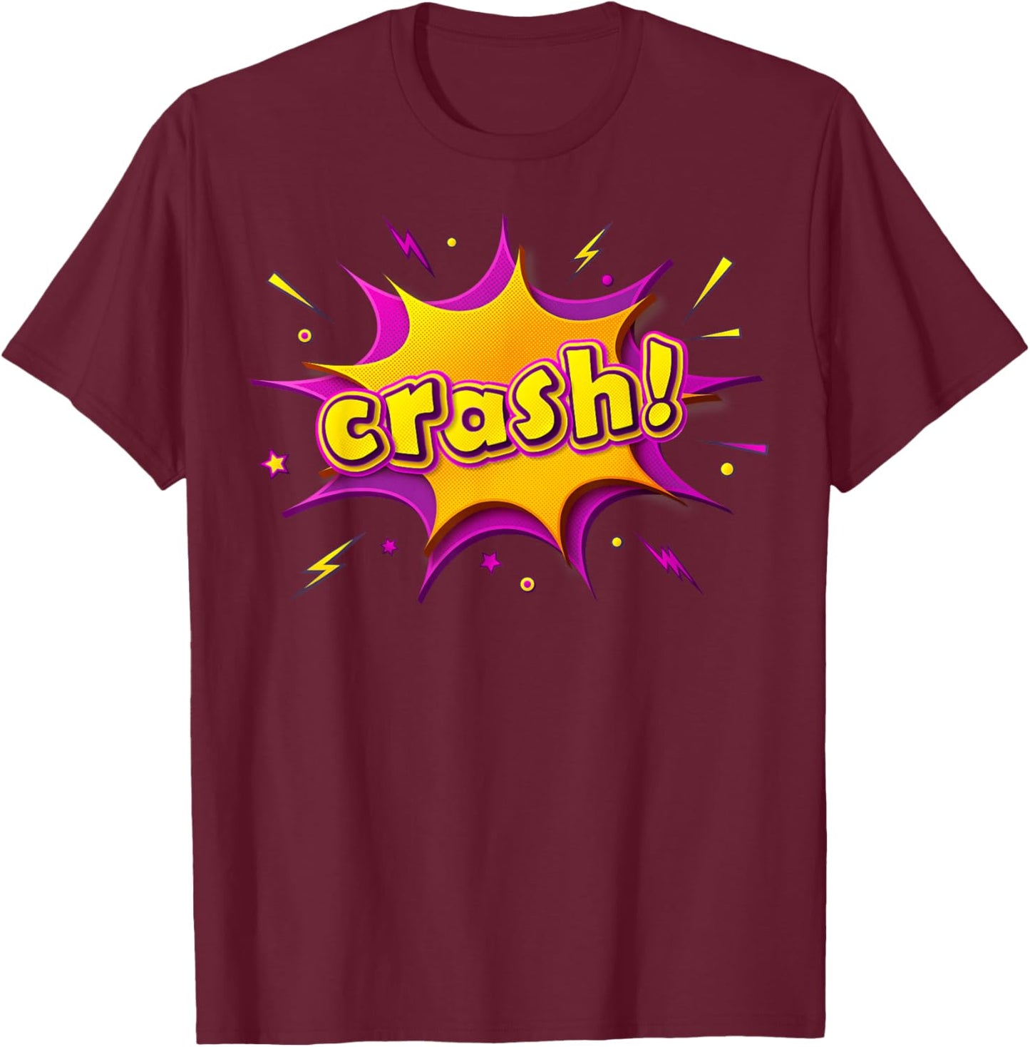 CRASH ! T Shirt | Amazing Graphic T-Shirt - T-Shirt | Maroon