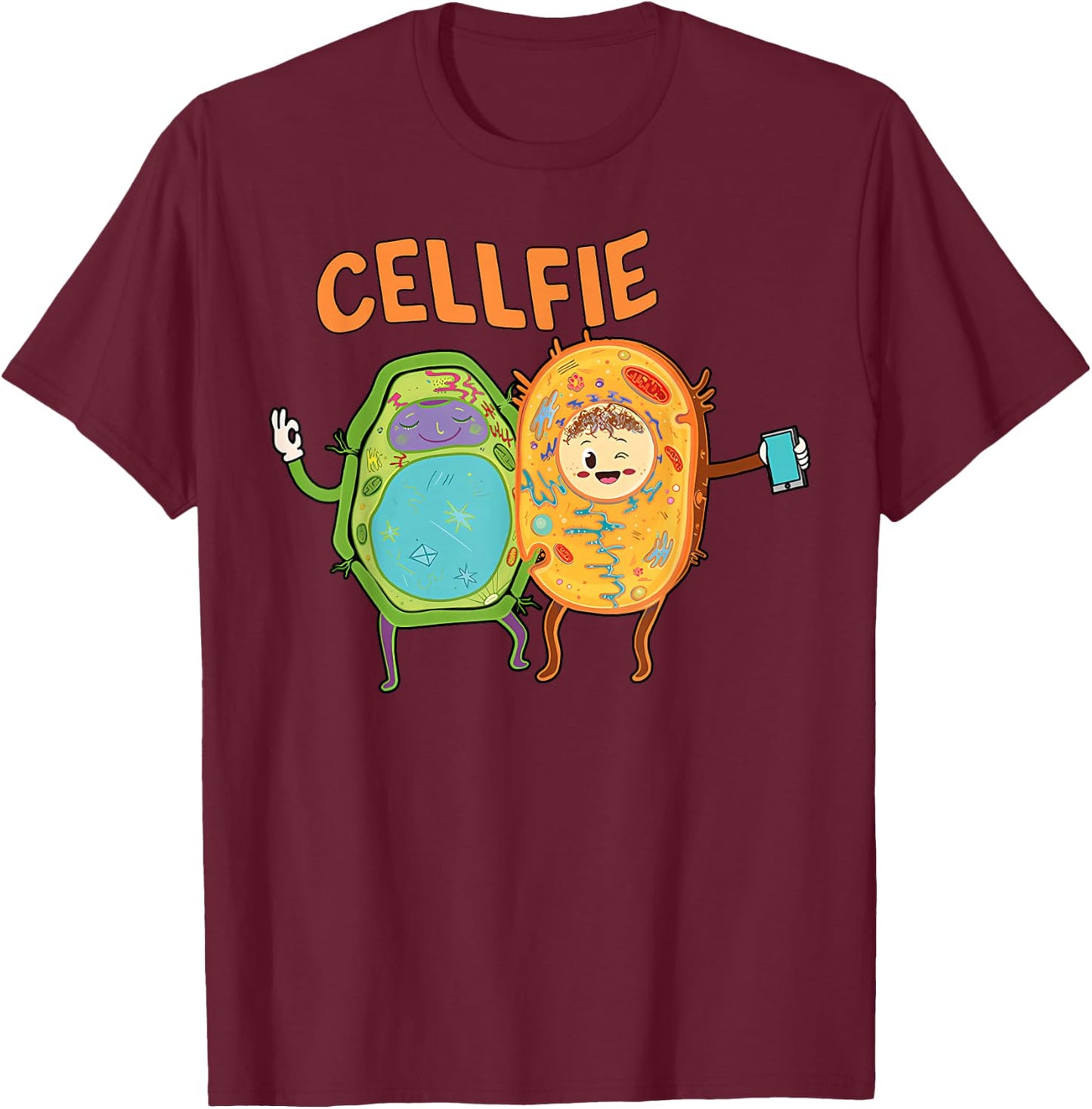 Funny Science Teacher Cellfie Biology Science Back To School T-Shirt - T-Shirt | Maroon