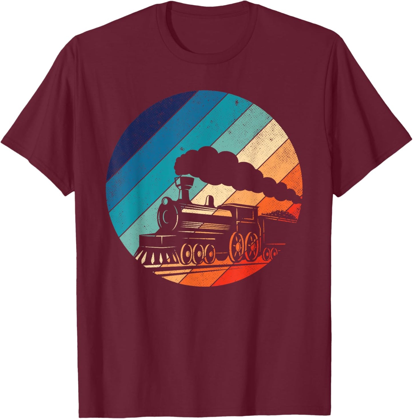 Train Railroad Vintage Retro Locomotive Old Model T-Shirt - T-Shirt | Maroon